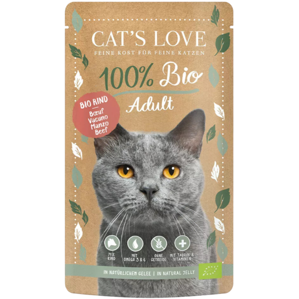 CAT&#039;S LOVE Katzen Nassfutter Rind, 100 g Beutel