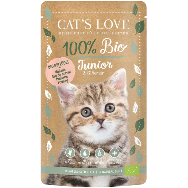 CAT&#039;S LOVE Katzen Nassfutter Junior Geflügel, 100 g Beutel