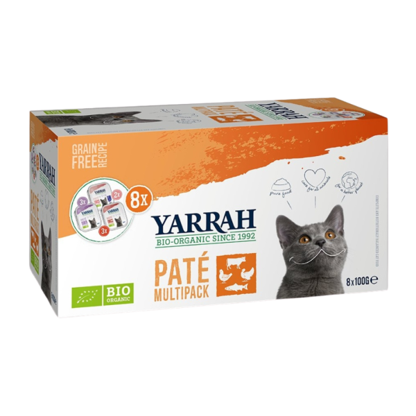 Yarrah Katze Schalen Multipack Pastete gemischt (Rind/ Huhn &amp; Truthahn / Lachs (MSC))