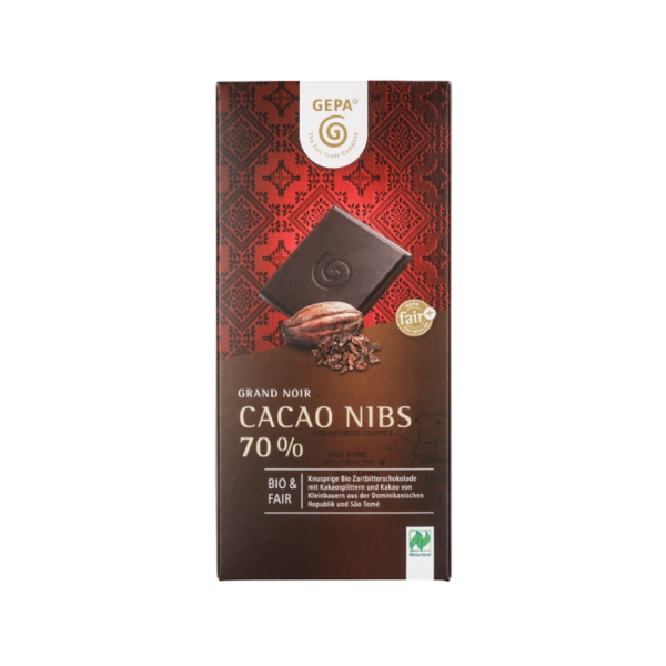 GEPA Cacao Nibs 70% Schokolade, 100g