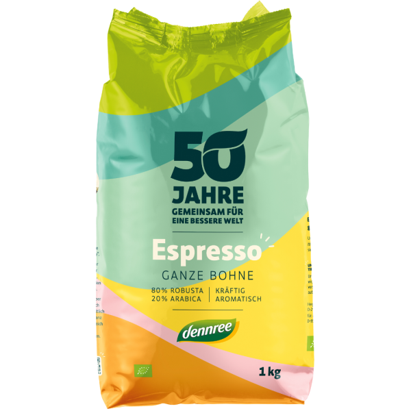 dennree Økologisk espresso, hele bønner, 1 kg