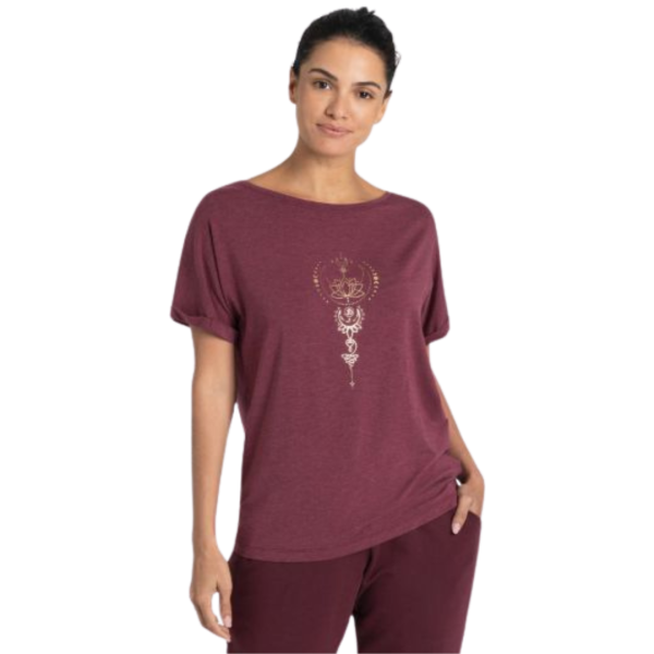 Spirit of Om Shirt comfort fit Eka Padma - violett-rot melange gold