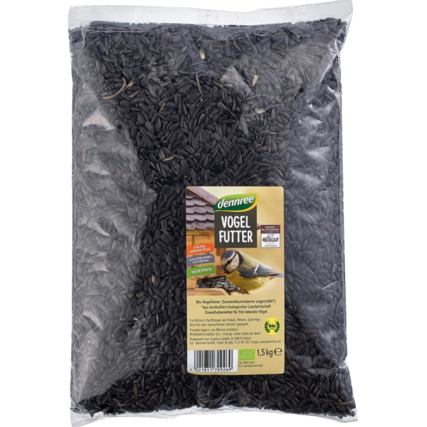 dennree Vogelfutter Sonnenblumenkerne, 1,5 kg Sack