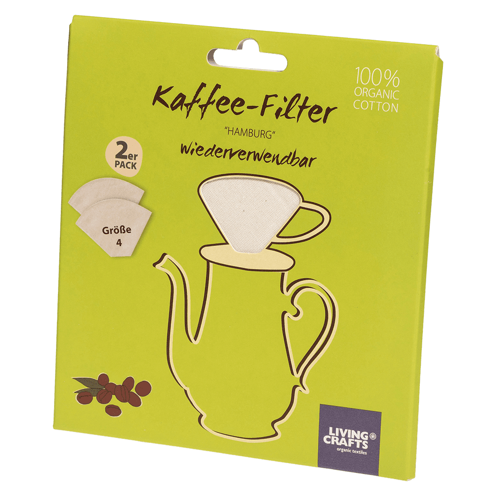 Living Crafts Kaffefilter af bomuld, størrelse 4, 2 stk. pakke greenist.dk
