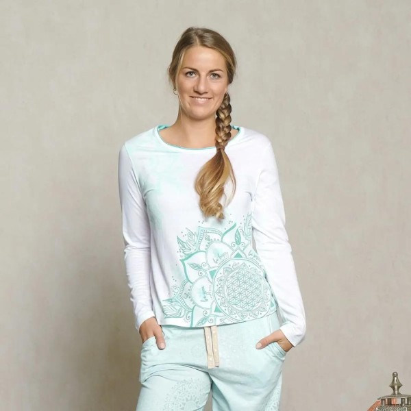 Spirit of Om Pyjama Longsleeve Weiß Mint